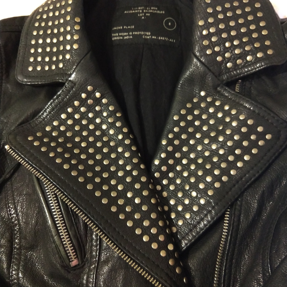 Allsaints Rocher Studded Leather MC Jacket UK8/US2